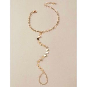 3/$33 Gold Coin Ring Bracelet Hand Chain